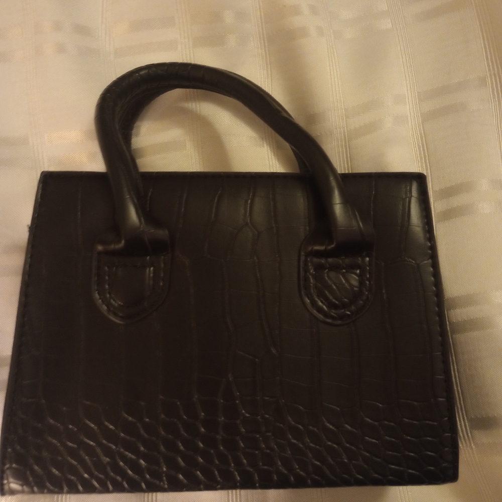 Black Croc-Embossed Handbag